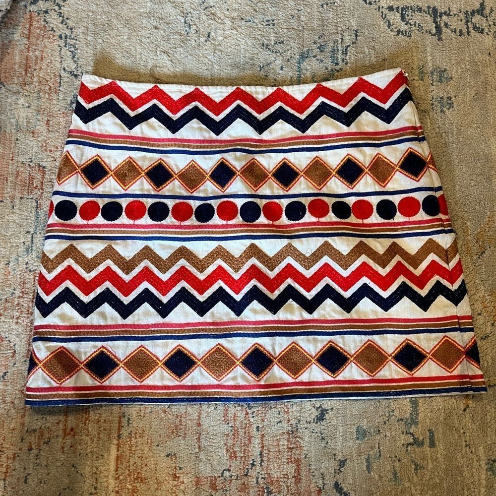 THML Red and Blue Patterned Mini Skirt